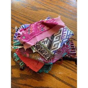 Vintage Handwoven Guatemalan Textile Scrap Remnants Mixed Patterns Boho Crafting